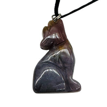 Load image into Gallery viewer, Rainbow Jasper Stone Wolf Pendant | 1 1/2" Long | Pink, Rainbow | 1 Pendant |