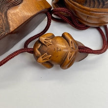 Load image into Gallery viewer, Inro Signed Boxwood 3 Part Maiden and Frog Carved | 6" Long | Brown | 1 |