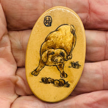 Load image into Gallery viewer, Chinese Year of the Pig Pendant Bead | 2" Long | Tan, Brown | 1 Pendant Bead |