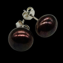 Load image into Gallery viewer, Fresh Water Pearls Silver Post Earrings | 10mm | Rosy Purple | 1 Pair |