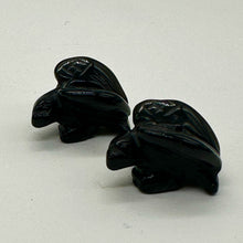 Load image into Gallery viewer, 2 Soaring Carved Onyx Eagle Animal Beads | 18x18x7mm | Silver black