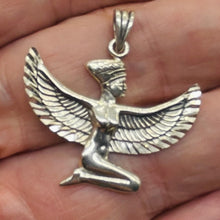 Load image into Gallery viewer, Winged Isis Sterling Silver Goddess Pendant Charm| 1 1/4" Long| Silver| 1 Charm|