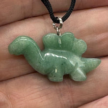 Load image into Gallery viewer, Aventurine Stegosaurus Dinosaur Pendant Necklace | 3/4" Long | Green, Pink |