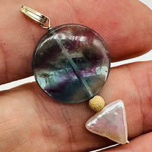 Load image into Gallery viewer, Fluorite, Pearl 14K Gold Filled Pendant | 1 3/4" Long| Purple, Blue | 1 Pendant|