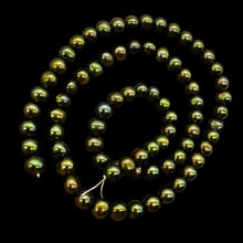 Load image into Gallery viewer, Natural Green Gold Red Freshwater Pearl Strand 76 Round 5mm Cultured Pearls