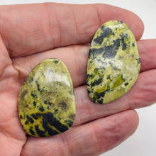 Load image into Gallery viewer, Turquoise Faustite Oval Beads | 41x31 to 37x7mm | Chartreuse, Black | 2 Beads |