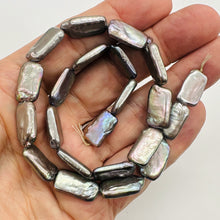 Load image into Gallery viewer, Glamour Platinum 18x9mm Rectangle Coin FW Pearl Strand 109935