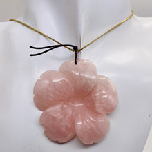 Load image into Gallery viewer, Rose Quartz Carved Pendant Flower | 55x8mm | Pink | 1 Bead |