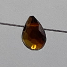 Load image into Gallery viewer, Merlot Zircon Gemstone .3 ct Briolette Bead | 4x3mm | Dark Yellow | 1 Bead |