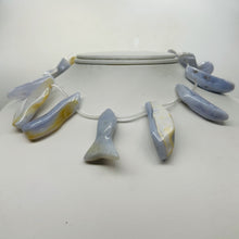 Load image into Gallery viewer, Blue Chalcedony Natural Beads 114g Strand | 45x10 to 33x12mm | 14 Beads |