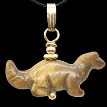 Load image into Gallery viewer, Tigereye Diplodocus Dinosaur with 14K Gold Filled Pendant 509259TEG