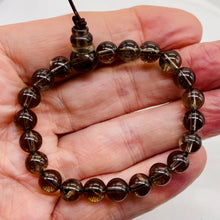 Load image into Gallery viewer, Smoky Quartz 7" Strung Strand Round Beads | 8mm | Smoky Clear | 21 Beads |