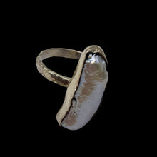 Load image into Gallery viewer, Pearl Sterling Silver Biwa Ring | 9.25 | Rainbow White |