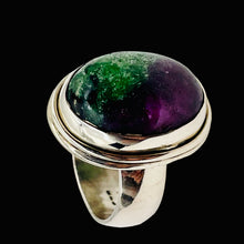 Load image into Gallery viewer, Gemstone Oval Ruby Zoisite Sterling Silver Ring| Size 7.5 | Green Red | 1 Ring |