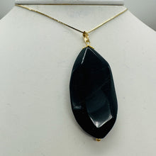 Load image into Gallery viewer, Natural Blue Tiger Eye Faceted Flat Oval Nugget Pendant 2" Blue Black Gemstone