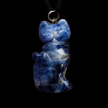 Load image into Gallery viewer, Sodalite Stone Kitty Cat Pendant Necklace | 1 1/4" Long | Blue, White |
