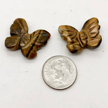 Load image into Gallery viewer, Flutter Hand Carved Tigereye Butterfly Animal Beads | 21x18x5mm | Golden Brown
