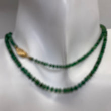 Load image into Gallery viewer, Emerald Graduated 3 to 4mm Rondelle Necklace | 23&quot; Long | 37 tcw | Green |
