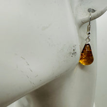 Load image into Gallery viewer, Amber Teardrop Dangle Sterling Silver Earrings | 1" Long | Amber | 1 Pair |