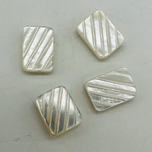 Load image into Gallery viewer, 4 White Mother of Pearl Carved Rectangle Beads 4363