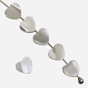Mother of Pearl Baby Heart Beads | 7x7x2mm | White | 6 Beads |