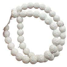 Load image into Gallery viewer, Lava Stone Round Beads 16" Strand | 8mm | White | 46 Beads |