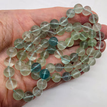 Load image into Gallery viewer, Fluorite 10mm Bead Necklace Knotted on Silk | 28" long | Green | 67 Beads |