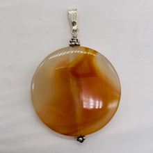 Load image into Gallery viewer, Carnelian 2" Long Round Pendant | 40mm (Carnelian) | Orange White | 1 Pendant |