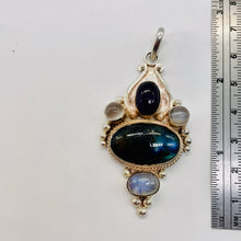 Load image into Gallery viewer, Amethyst Moonstone Labradorite Sterling Silver Goddess Pendant | 2 1/2" Long |