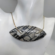 Load image into Gallery viewer, Picasso Jasper Marquis Pendant Bead | 77x32x5mm | Gray Black | 1 Bead |