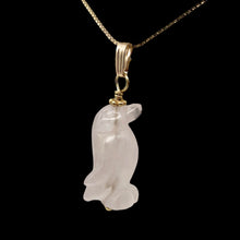 Load image into Gallery viewer, Rose Quartz Penguin Pendant Necklace|Semi Precious Stone Jewelry|14k Pendant