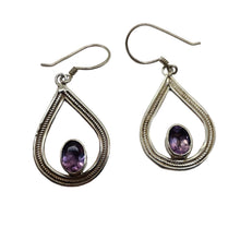 Load image into Gallery viewer, Semi-Precious Natural Amethyst Sterling Silver Drop Earrings | 1 1/2" Long |