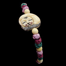 Load image into Gallery viewer, Bone and Silk Braided Kitty 6mm Beads | 6 to 7 Inch Bracelet | White, Lavender |