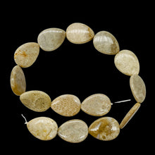 Load image into Gallery viewer, Fossilized Coral Flat Pear Pendant Bead Strand 107084