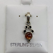 Load image into Gallery viewer, Amber Sterling Silver Bezel Set Pendant | 3/4" Long | Amber | 1 Pendant |