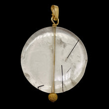 Load image into Gallery viewer, Tourmalinated Quartz Beautiful Round 14K Gold Filled Pendant | 30mm | Disc |