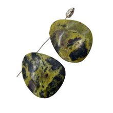 Load image into Gallery viewer, Turquoise Faustite Oval Beads | 32x26x5mm | Chartreuse, Black | 2 Beads |