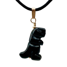 Load image into Gallery viewer, Black Obsidian T- Rex Pendant Necklace|Semi Precious Jewelry| 14k gf Pendant |