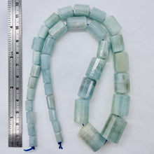 Load image into Gallery viewer, Aquamarine Graduated Faceted Tube Bead Strand | 8x5 to 20x15mm Blue| 34 Beads |