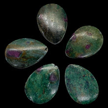 Load image into Gallery viewer, Ruby Zoisite Tear Drop Beads | 30x21x5mm | Green, Red | 2 Pendant Beads |