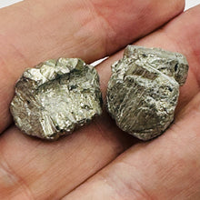 Load image into Gallery viewer, Pyrite Crystal Nugget Beads | 21x17x12mm to 19x14x14mm | Silver Gold | 2 Beads |