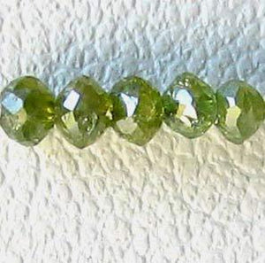 Parrot Green Diamond Faceted Beads | 0.30cts | 2.5x1.5mm to 2.2x1.7mm | 6 Beads|