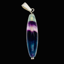 Load image into Gallery viewer, Fluorite Sterling Silver Navette Pendant| 2" Long | Purple Green | 1 Pendant |
