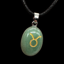 Load image into Gallery viewer, Zodiac Taurus Aventurine Stone Oval Pendant | 1 1/2" Long | Green | 1 Pendant |