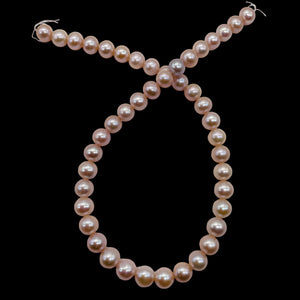 Bridal Perfect Round Pearl 16 Inch Strand | 10 - 9 12/mm | Pink | 45 Pearls |