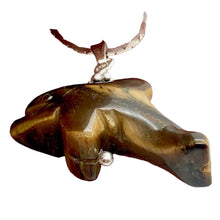 Load image into Gallery viewer, Tiger Eye Dolphin Pendant Necklace | Semi Precious Stone Jewelry | Silver |