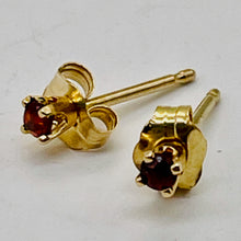 Load image into Gallery viewer, Garnet 14K Gold 2mm Stud Round Earrings } 2mm | Red | 1 Pair }