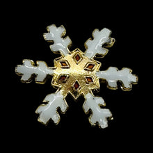 Load image into Gallery viewer, 2 Golden Cloisonne Snowflake Centerpiece 30x27x4mm Beads 8638H