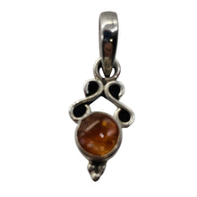 Load image into Gallery viewer, Amber Sterling Silver Bezel Set Pendant | 3/4" Long | Amber | 1 Pendant |