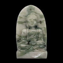 Load image into Gallery viewer, Harmony Stone Jade Buddha Pendant Bead | 50x30mm | Green White | 1 Pendant Bead|